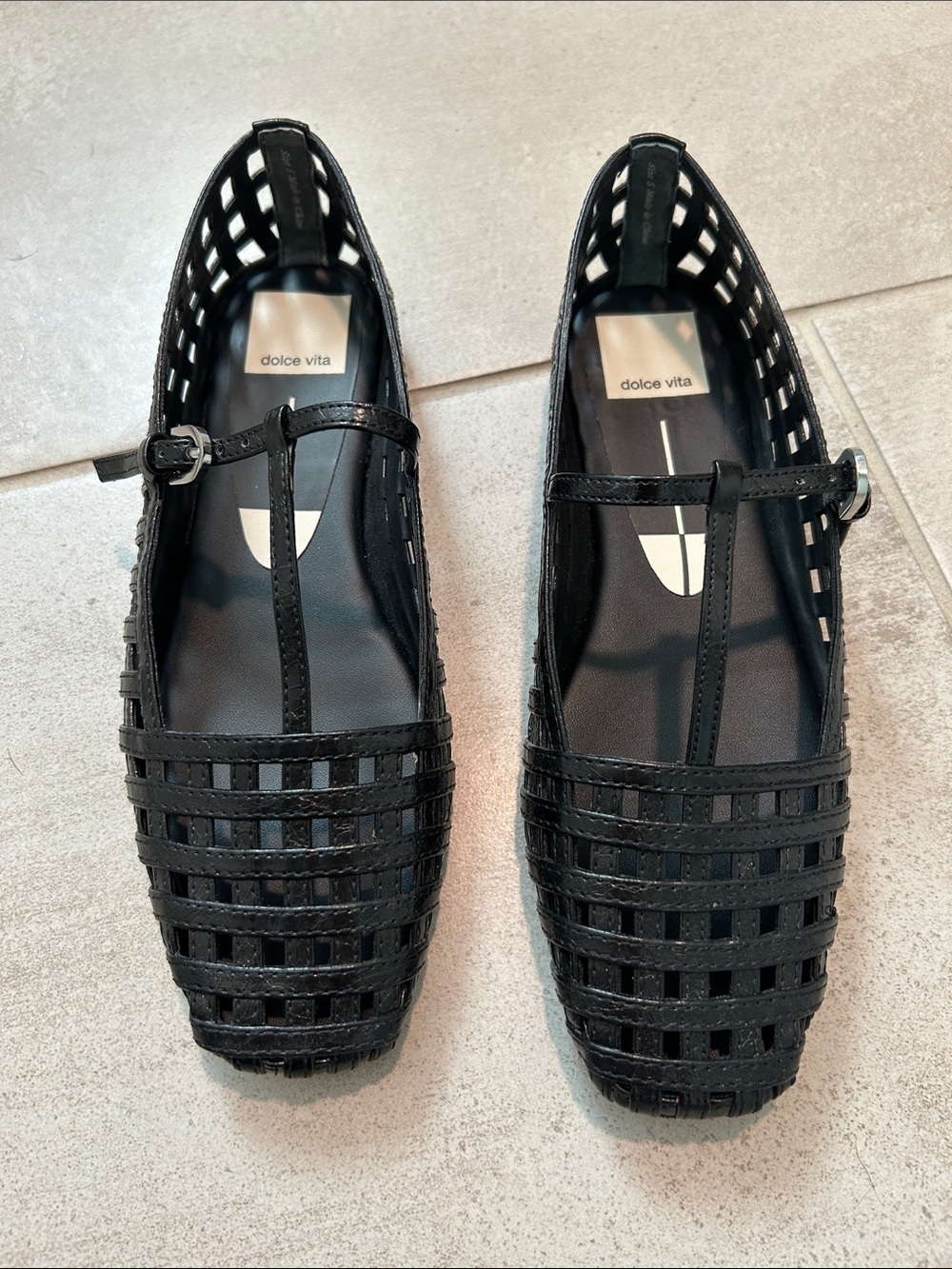 Dolce Vita Black Woven Mary Jane Flats